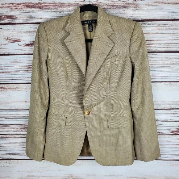 Ralph Lauren Black Label Womens Sz 4 Houndstooth One-Button Blazer Jacket #164 - Picture 1 of 12
